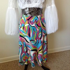 VALERIE STEVEN'S VINTAGE SILK  MIDI SKIRT 10 P